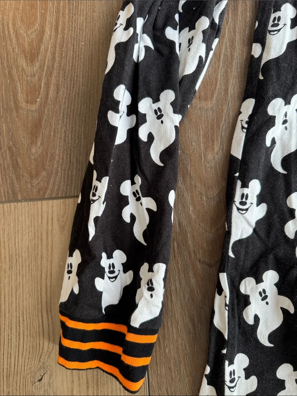 *Adult Disney Mickey Mouse Ghost-Print Hooded One-Piece Pajamas - Picture 4 of 6